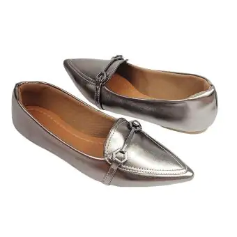 MOCASSIM METALIZADO | BICO ALONGADO COM ENFEITE EM ABS chumbo
